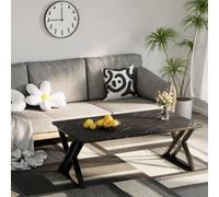 Huhote Coffee Table End Side Table With Metal Frame for Living Room Tea Table in Black Huhote Black