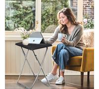 Huhote Compact Folding Snack Table For Small Spaces Side Table End Table Coffee Table Beside Table Sofa Table Laptop Table Black