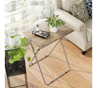 Huhote Compact Folding Snack Table Set With 3D Wood Grain Finish For Small Spaces