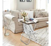 Huhote Compact Folding Snack Table Small Spaces Side Table End Table Coffee Table Beside Table Sofa Table 3D Wood Grain