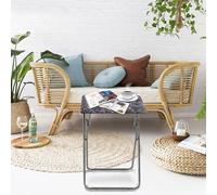 Huhote Compact Folding Snack Table Small Spaces Side Table End Table Coffee Table Beside Table Sofatable Dark Marble Finish