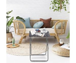 Huhote Compact Folding Snack Table Small Spaces Side Table End Table Coffee Table Beside Table Sofatable Dark Marble Finish 2Pcs