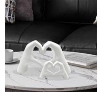 Huhote Elegant Heart Gesture Sculpture Set - White Love Finger Desktop Ornaments For Home Decor (2 Pcs)