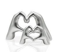 Huhote Elegant Heart Hands Sculpture Set Silver 2 Pcs Modern Love Gesture Decor