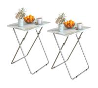 Huhote Folding Snack Table 2 Set Portable Small Compact Side Table End Table in Grey Huhote Grey