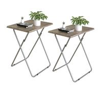 Huhote Folding Snack Table Small Spaces Side Table End Table Coffee Table Beside Table Outdoor Living Room 3D Wood Grain 2Pcs