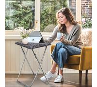 Huhote Folding Snack Table Small Spaces Side Table End Table Coffee Table Beside Table Sofa Table Outdoor Home Dark Marble Finish