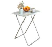 Huhote Folding Snack Table Small Spaces Side Table End Table Coffee Table Beside Table Sofa Table Outdoor Home Grey Marble Finish