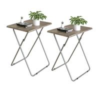 Huhote Folding Table Side Table End Table SofaTable for Small Space 2 Set in Brown Huhote Brown