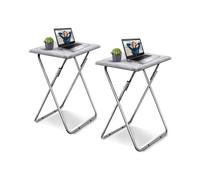Huhote Folding Table Side Table End Table SofaTable for Small Space 2 Set in White Huhote White