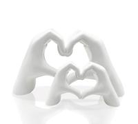 Huhote Heart Hands Sculpture Decor, Love Finger Statue Modern, Hand Love Gesture Sculpture, Heart Hands Statue Desktop Ornaments, Heart Finger Statue Room Decoration for Shelf (White, 2 Pcs)