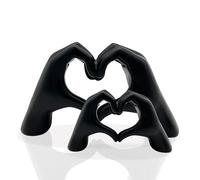 Huhote Heart Hands Sculpture Decor, Love Finger Statue Modern, Hand Love Gesture Sculpture, Heart Hands Statue Desktop Ornaments, Heart Finger Statue Room Decoration for Shelf (Black, 2 Pcs)