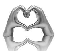 Huhote Heart Hands Sculpture Decor, Love Finger Statue Modern, Hand Love Gesture Sculpture, Heart Hands Statue Desktop Ornaments, Heart Finger Statue Room Decoration for Shelf (Silver)
