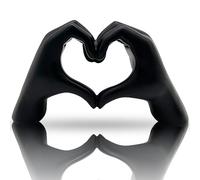 Huhote Heart Hands Sculpture Decor, Love Finger Statue Modern, Hand Love Gesture Sculpture, Heart Hands Statue Desktop Ornaments, Heart Finger Statue Room Decoration for Shelf (Black)