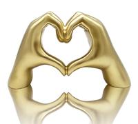 Huhote Heart Hands Sculpture Decor, Love Finger Statue Modern, Hand Love Gesture Sculpture, Heart Hands Statue Desktop Ornaments, Heart Finger Statue Room Decoration for Shelf (Gold)