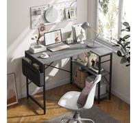 Huhote L-Shaped Computer Desk 100x70x75cm with Storage Bag & 2 Shelves in Grey | Size: 100 x 70 x 75 cm Huhote Grey 100 x 70 x 75 cm