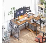 Huhote L Shaped Computer Desk With Storage Bag And 2 Shelves 100 X 70 X 75 Cm Brown