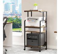 Huhote Large 4-Tier Printer Stand with Wheels & Storage for Office Home in Brown Huhote Brown