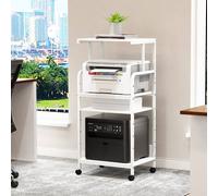 Huhote Large 4-Tier Printer Stand with Wheels & Storage for Office Home in White Huhote White