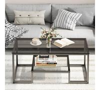 Huhote Modern Coffee Table Grey Glass 39.3 x 18.8 x 17.7 IN Huhote Grey