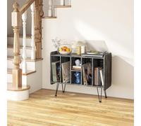 Huhote Record Player Stand Vinyl Turntable Stand With 3 Tier Storage Cabinet in Grey Huhote Grey