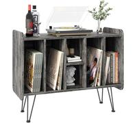 Huhote Record Player Stand, VinylRecord Storage 3 Tier End Table, Turntable Stand for Vinyl Player, RecordPlayer Table Up to 200 Albums, Vinyl RecordHolder Cabinet for Living Room Bedroom (Gray)