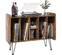 Huhote Record Player Stand, VinylRecord Storage 3 Tier End Table, Turntable Stand for Vinyl Player, RecordPlayer Table Up to 200 Albums, Vinyl RecordHolder Cabinet for Living Room Bedroom (Brown)