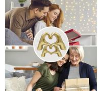Huhote Resin Heart Hands Love Gesture Sculpture 2 Set Home Office Desk Decor in Gold Huhote Gold
