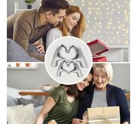 Huhote Resin Heart Hands Love Gesture Sculpture 2 Set Home Office Desk Decor in Silver Huhote Silver