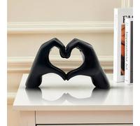 Huhote Resin Heart Hands Love Gesture Sculpture Modern Home Office Desk Decor in Black Huhote Black