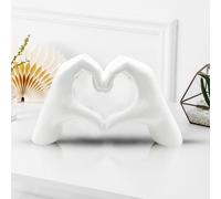 Huhote Resin Heart Hands Love Gesture Sculpture Modern Home Office Desk Decor in White Huhote White