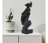 Huhote Resin Thinker Ponder Abstract Art Sculpture Home Office Desk Decor in Black Huhote Black