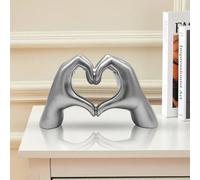 Huhote Silver Modern Heart Hands Love Finger Gesture Sculpture Decor