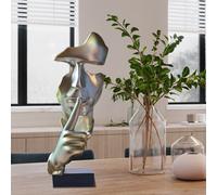 Huhote Silver Resin Abstract Thinker Ponder Sculpture Statue Modern For Home Office Art Sculpture Table Ornament Home Decor