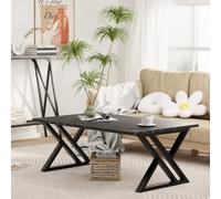 Huhote Sleek Rectangular Coffee Table Black Metal Frame 39.3X18.9X17.7 In Livingroom Bedroom Office End Sidetable Center Tea Table