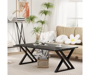 Huhote Sleek Rectangular Coffee Table Black Metal Frame 39.3X18.9X17.7 In Livingroom Bedroom Office End Sidetable Center Tea Table
