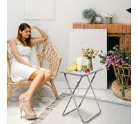 Huhote Small Folding Snack Table Small Spaces Side Table End Table Coffee Table Beside Table Sofa Table Outdoor Living Room White
