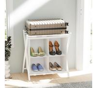 Huhote Sturdy Luggage Rack Stand With Storage Holds 120 Lb Space Saving Design Guest Room Bedroom Hotel 2 X White Suitcase Stands