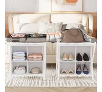 Huhote Sturdy Luggage Rack Stand with Storage Holds Up To 120 lb Set of 2 in White Huhote White