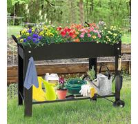 Huhote Sturdy Raised Garden Bed with Legs & Storage Shelf 101x28x80 cm in Black | Size: 101 x 28 x 80 cm Huhote Black 101 x 28 x 80 cm