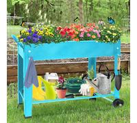Huhote Sturdy Raised Garden Bed with Legs & Storage Shelf 101x28x80 cm in Blue | Size: 101 x 28 x 80 cm Huhote Blue 101 x 28 x 80 cm