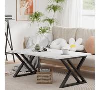 Huhote Stylish Coffee Table Black Metal Frame 39.3X18.9X17.7 In End Side Table For Living Room Bedroom Office Center Tea Table