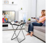 Huhote Stylish Folding Table Side Table End Table in Black Huhote Black