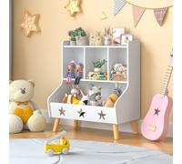 Huhote Stylish Kids Bookshelf With 3 Compartments For Bedroom Playroom Nursery