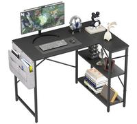 Huhote Stylish L Shaped Computer Desk With Storage And 2 Shelves Black 100X70X75 Cm