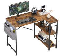 Huhote Stylish L Shaped Computer Desk With Storage Bag And 2 Shelves For Home Office And Gaming