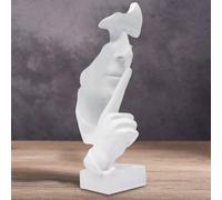 Huhote Thinker Statue Resin Abstract Art Sculpture Ponder Statue for Home in White Huhote White