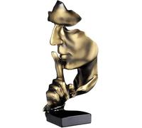 Huhote Thinker Statue, Silence is Gold Abstract Art Sculpture, Ponder Statue, Creative Resin Figurine, Modern Home Ornament, Decoration for Home Room Study Office Table Shelf (Gold)