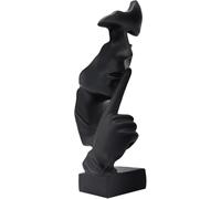 Huhote Thinker Statue, Silence is Gold Abstract Art Sculpture, Ponder Statue, Creative Resin Figurine, Modern Home Ornament, Decoration for Home Room Study Office Table Shelf (Black)