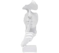 Huhote Thinker Statue, Silence is Gold Abstract Art Sculpture, Ponder Statue, Creative Resin Figurine, Modern Home Ornament, Decoration for Home Room Study Office Table Shelf (White)